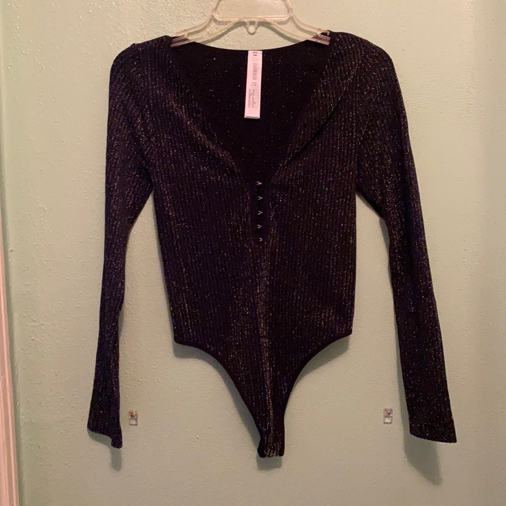 Black shiny bodysuit